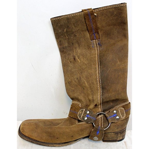 Bed Stu Footwear Woman Sz 11 Brown Suede Leather Riding Tall Boots Western - Picture 9 of 12
